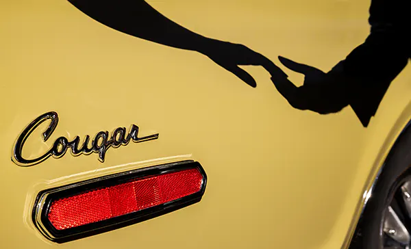 photo originale representant les ombres des mains des marirés se refléttant sur la carrosserie de leur voiture