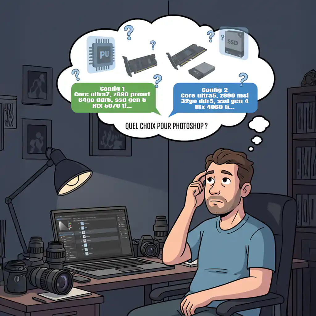 quelle configuration pc pour Ligthroom et photoshop en 2026